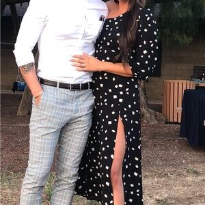 Black & white midi wedding guest dress